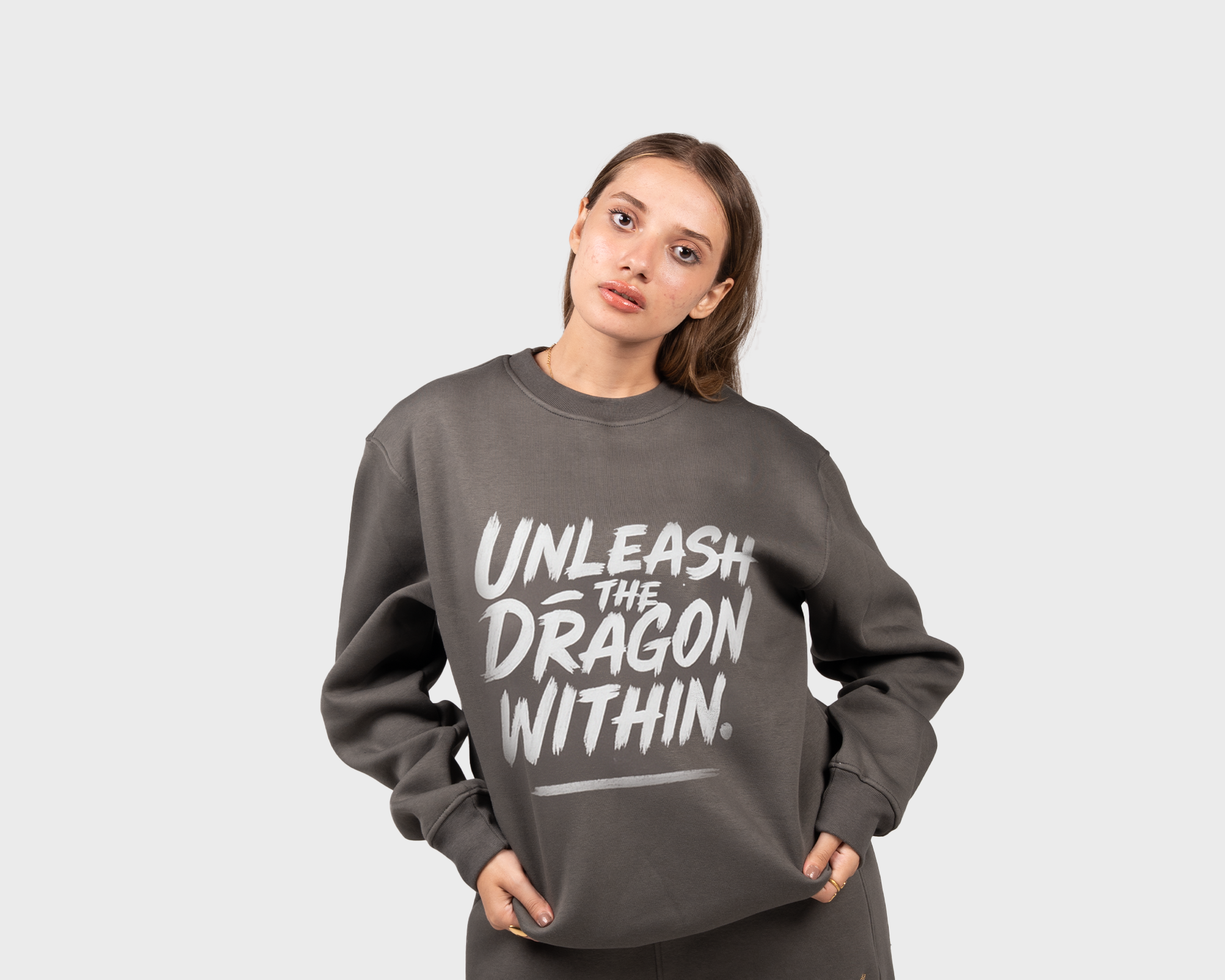 Unleash the Dragon Within Sweatshirt Gray