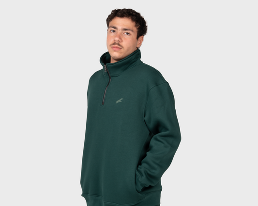 Basic Zippered Sweatshirt Emreald
