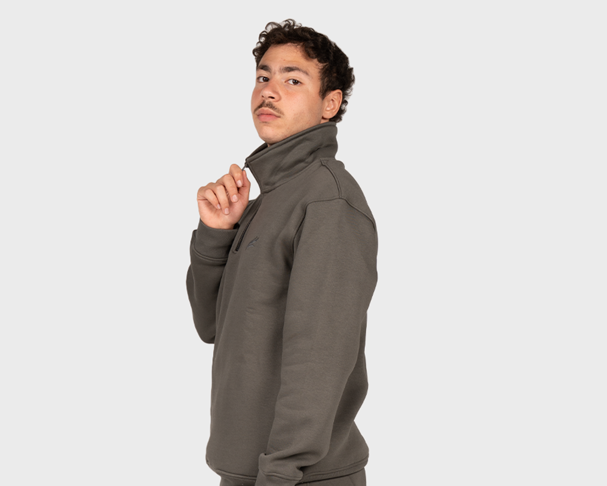 Basic Zippered Sweatshirt Gray