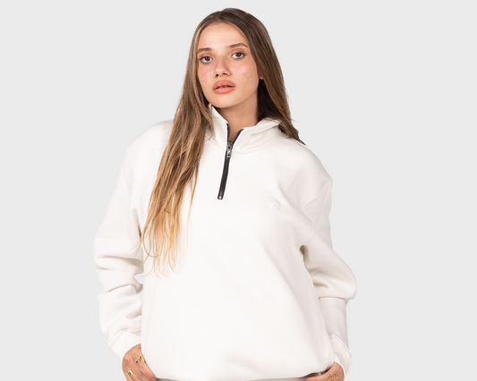 Basic Zippered Sweatshirt Offwhite