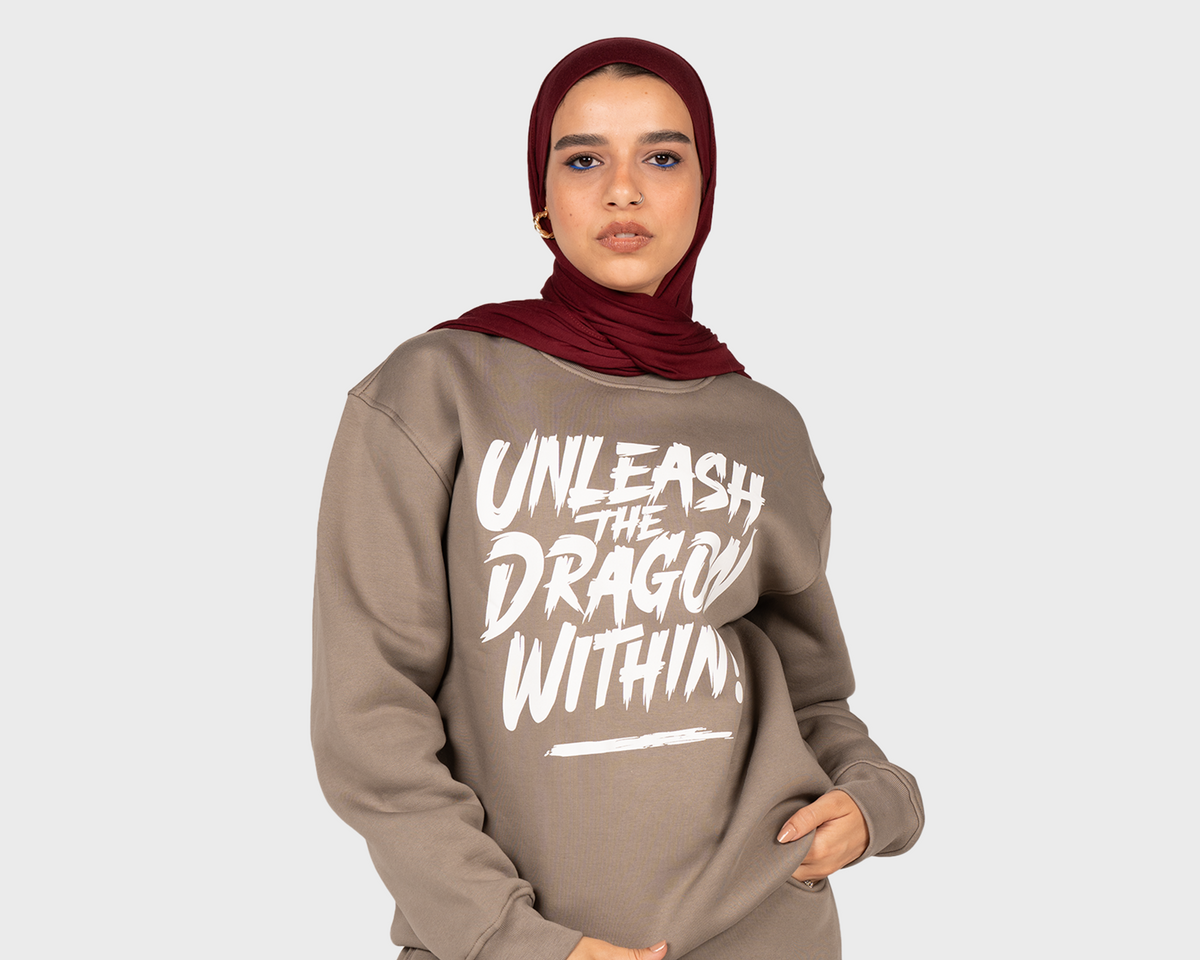 Unleash the Dragon Within Sweatshirt Beige