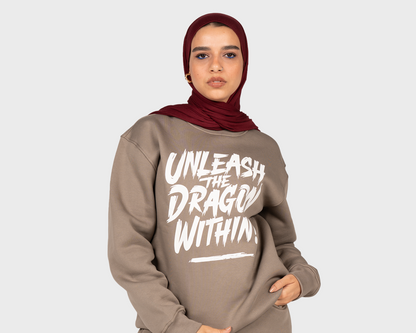 Unleash the Dragon Within Sweatshirt Beige
