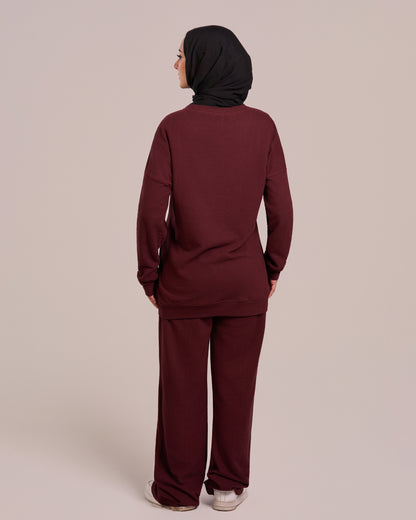 Jacquard Women Suit - Burgundy
