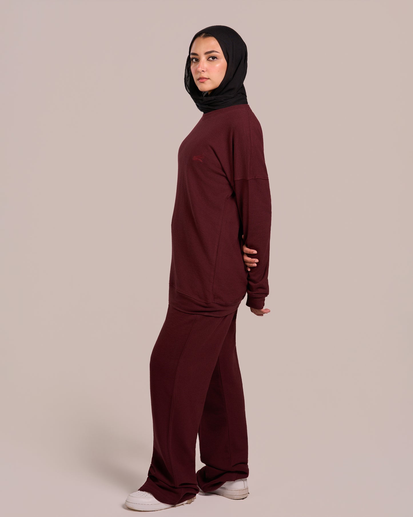 Jacquard Women Suit - Burgundy