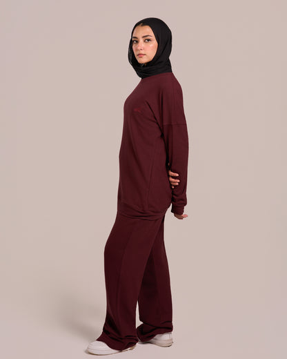 Jacquard Women Suit - Burgundy