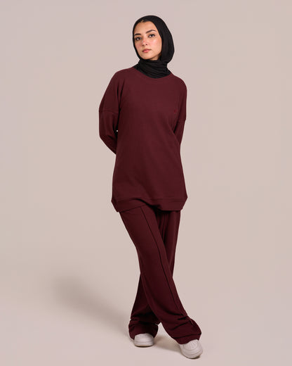 Jacquard Women Suit - Burgundy