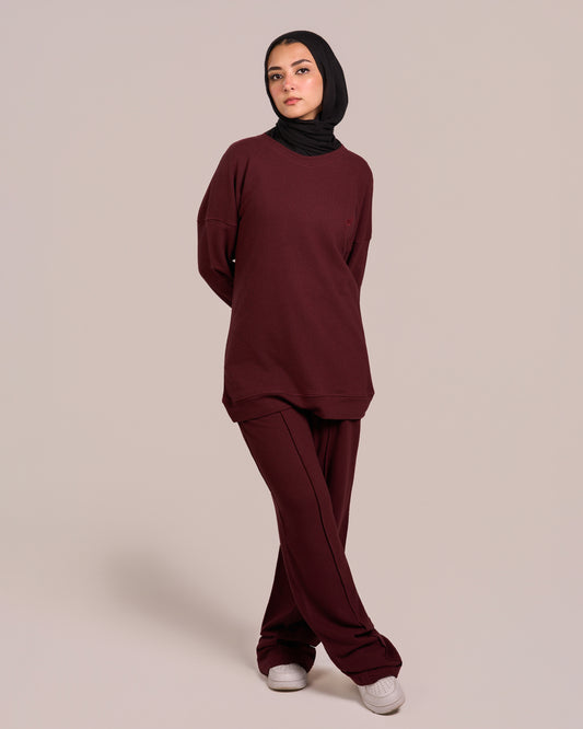 Jacquard Women Suit - Burgundy