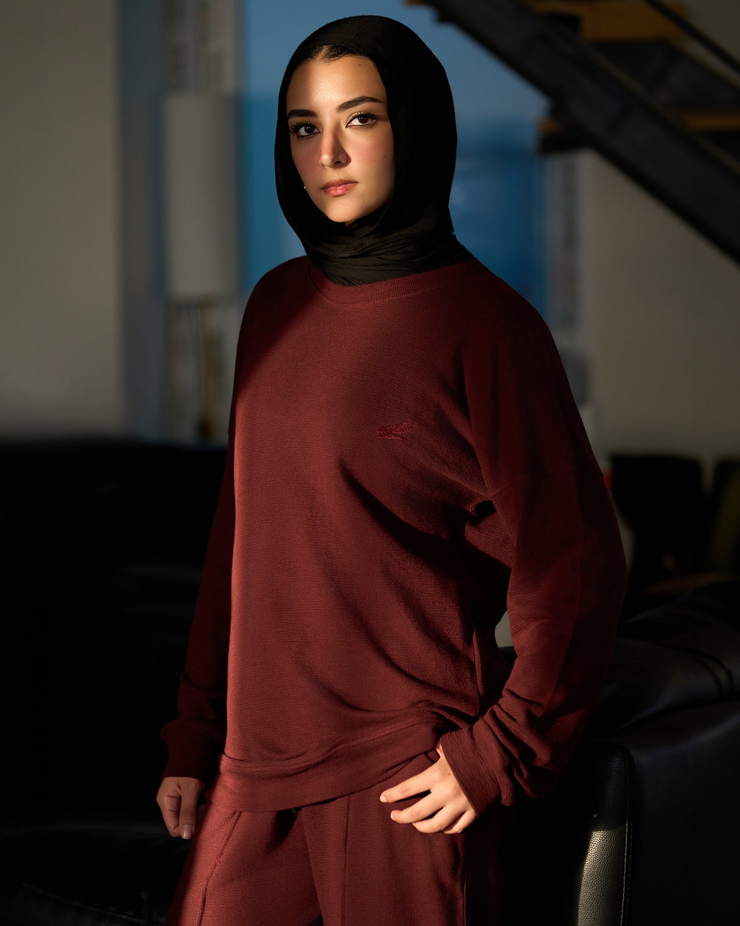 Jacquard Women Suit - Burgundy