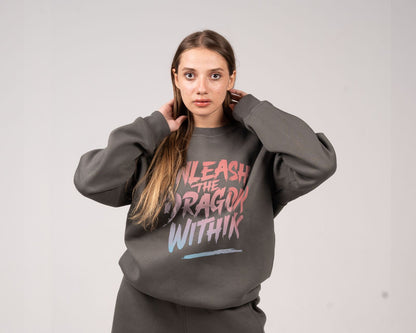 Unleash the Dragon Within Sweatshirt Gray