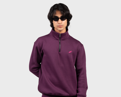 Basic Zippered Sweatshirt Royal Purple